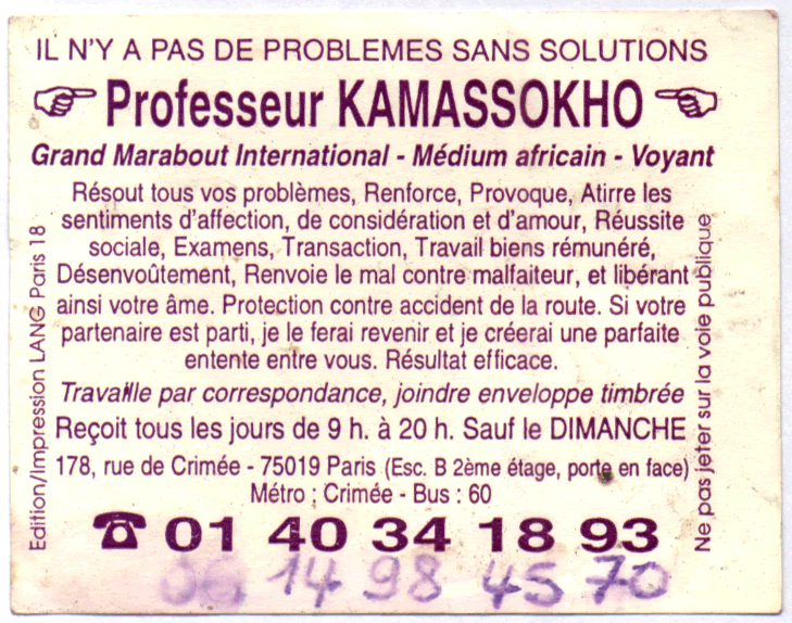 Professeur KAMASSOKHO, Paris
