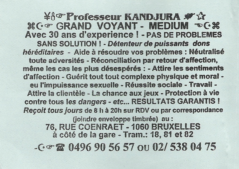 Professeur KANDJURA, Belgique