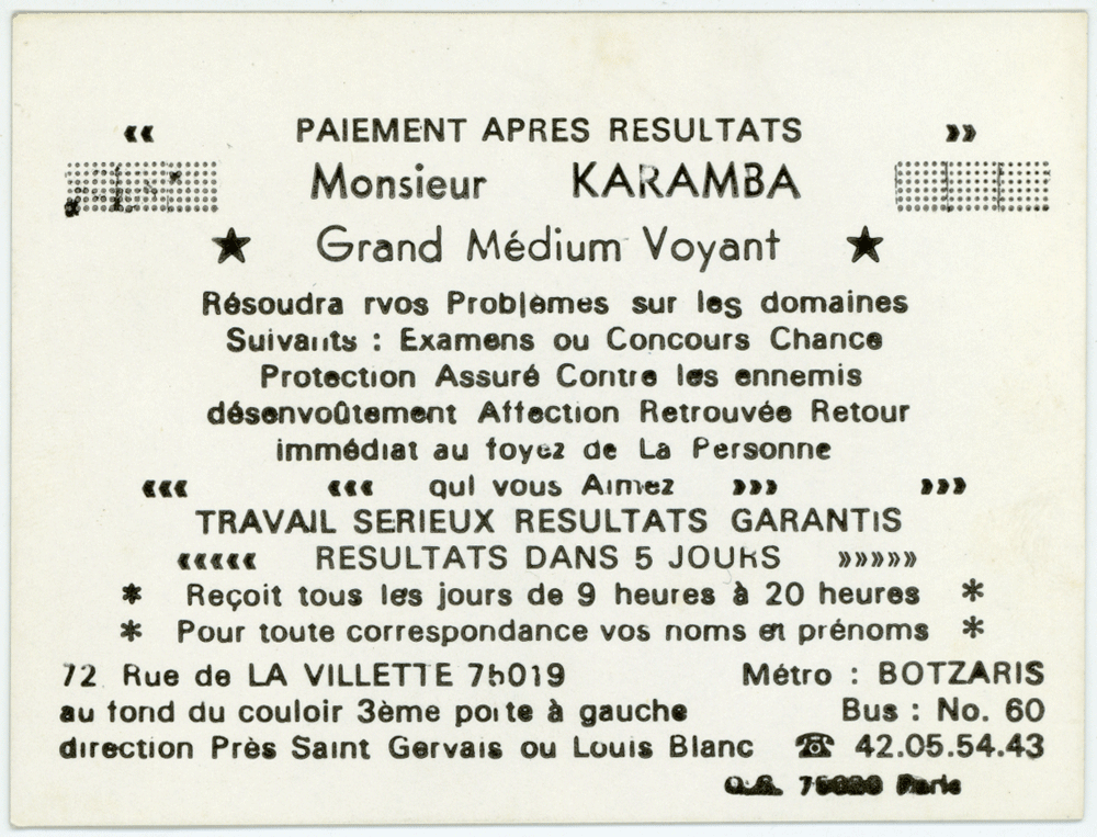 Monsieur KARAMBA, Paris