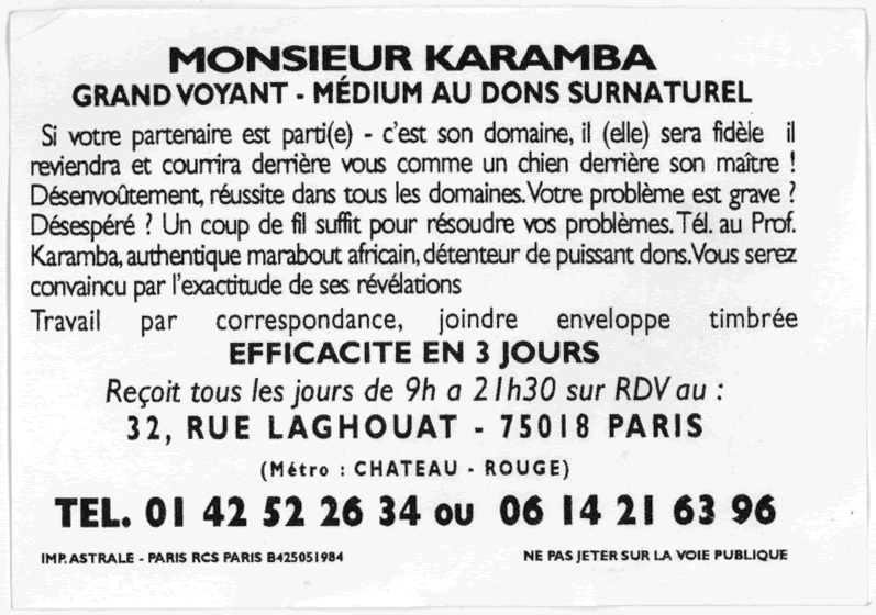 Monsieur KARAMBA, Paris