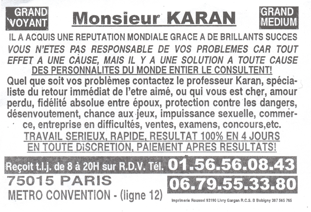 Monsieur KARAN, Paris