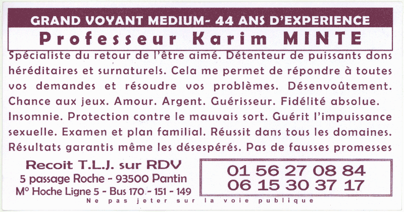 Professeur Karim MINTE, Seine St Denis