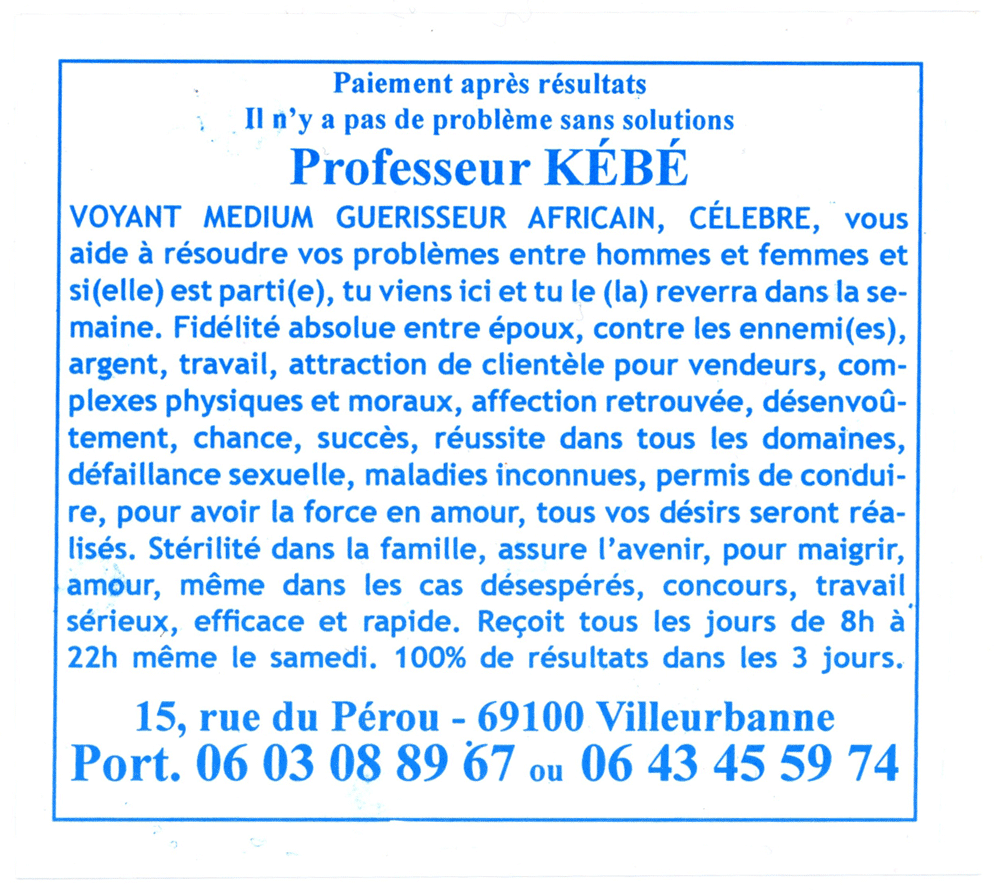 Professeur KÉBÉ, Villeurbanne