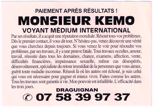 Monsieur KEMO, Var