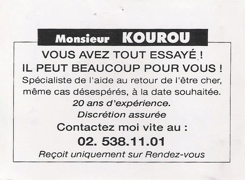 Monsieur KOUROU, Belgique