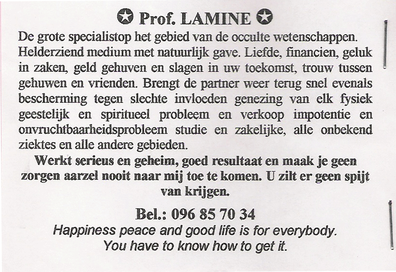Professeur LAMINE, Belgique