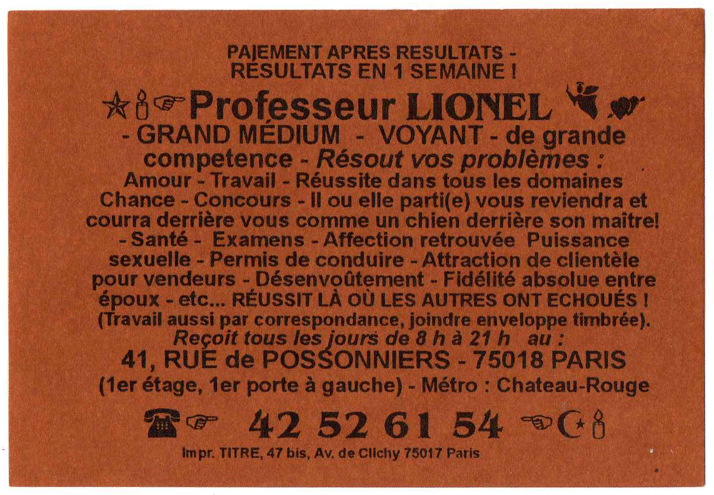 Professeur LIONEL, Paris