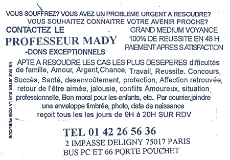 Professeur MADY, Paris