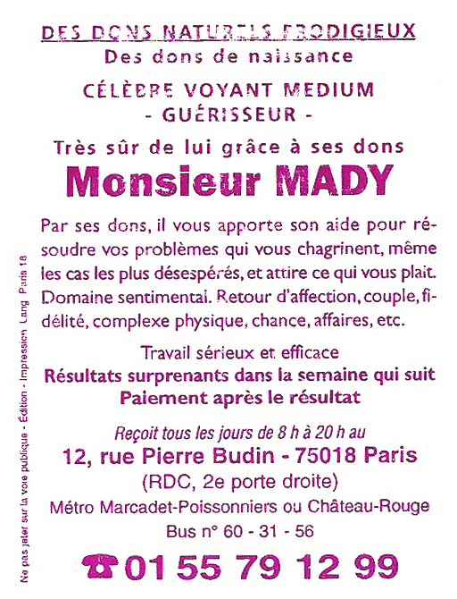 Cliquez pour voir la fiche détaillée de MADY