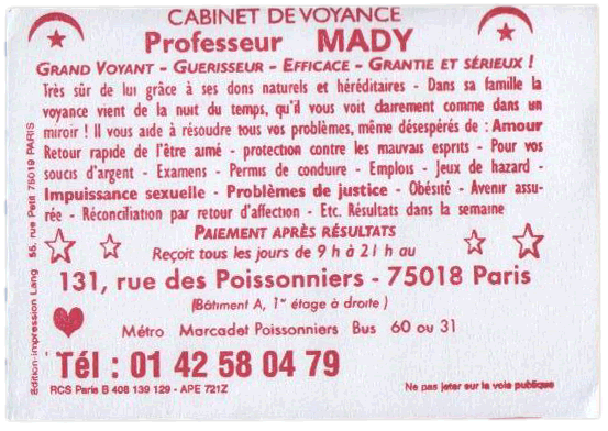 Professeur MADY, Paris