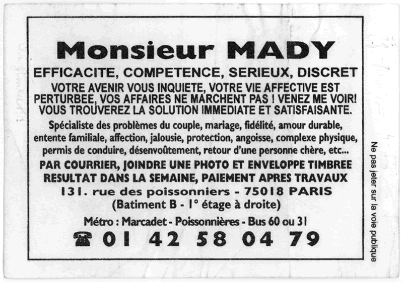 Monsieur MADY, Paris