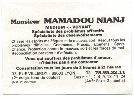 Monsieur MAMADOU NIANJ, Lyon