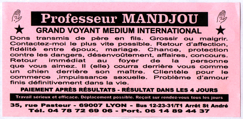 Professeur MANDJOU, Lyon