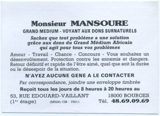 Monsieur MANSOURE, Bourges