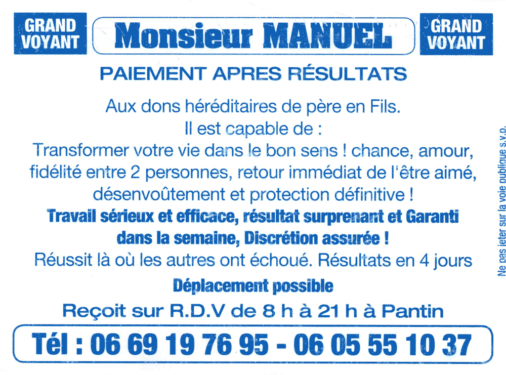 Monsieur MANUEL, Seine St Denis