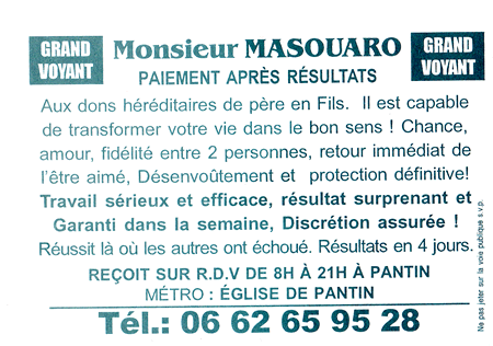 Monsieur MASOUARO, Seine St Denis