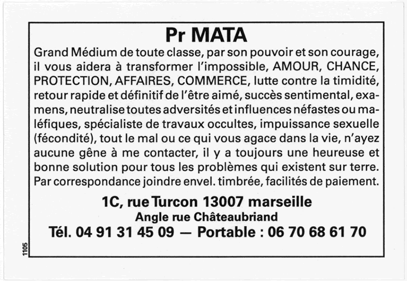 Professeur MATA, Marseille