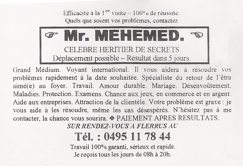 Monsieur MEHEMED, Belgique