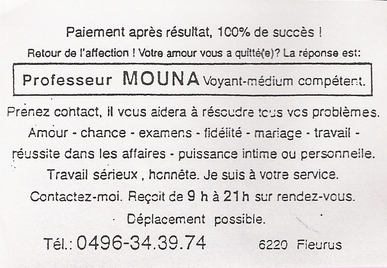 Professeur MOUNA, Belgique