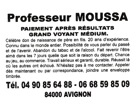 Professeur MOUSSA, Avignon