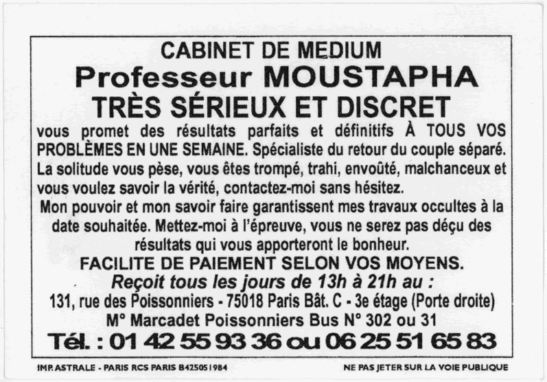 Professeur MOUSTAPHA, Paris