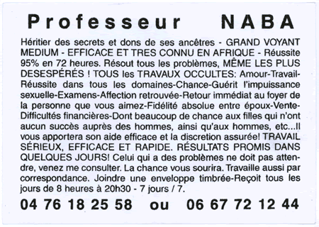 Professeur NABA, Grenoble