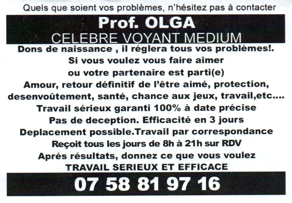 Professeur OLGA, Paris