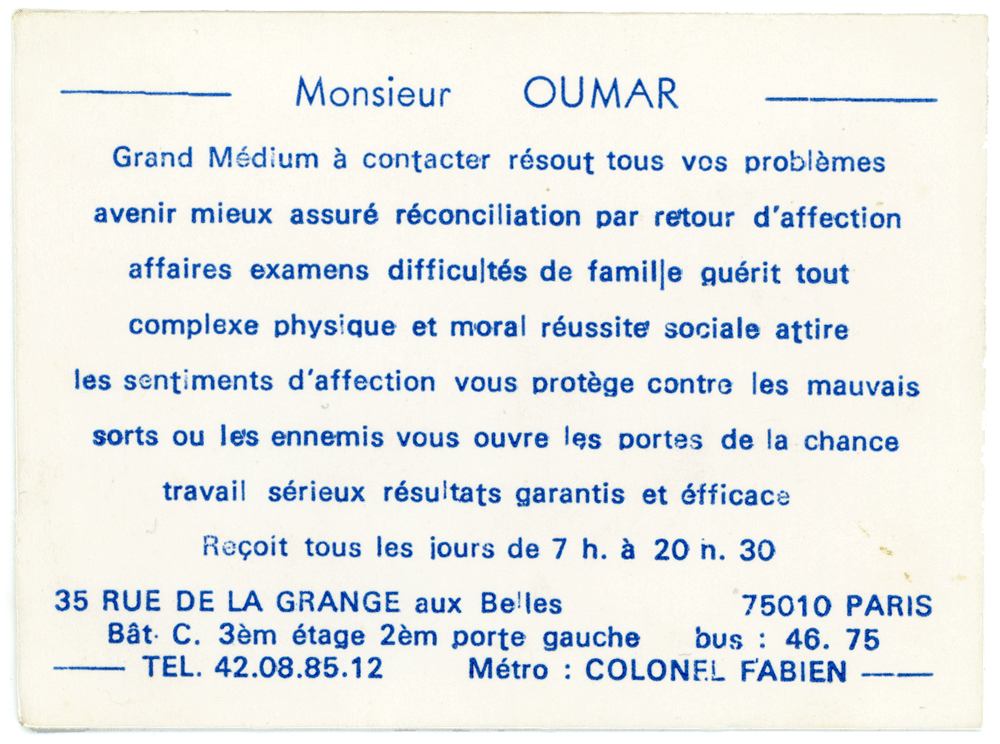 Monsieur OUMAR, Paris