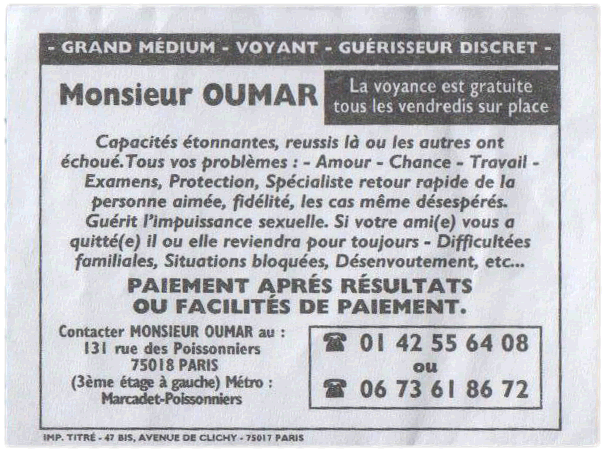 Monsieur OUMAR, Paris