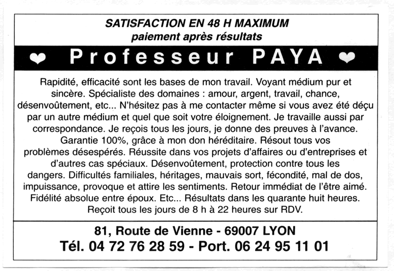 Professeur PAYA, Lyon