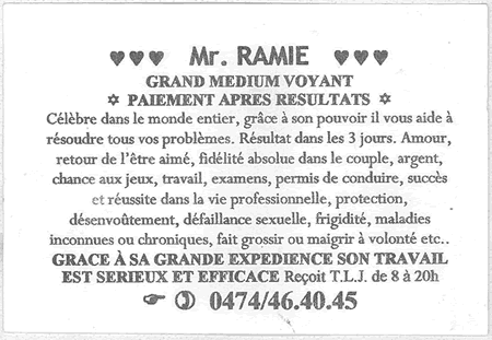 Monsieur RAMIE, Belgique