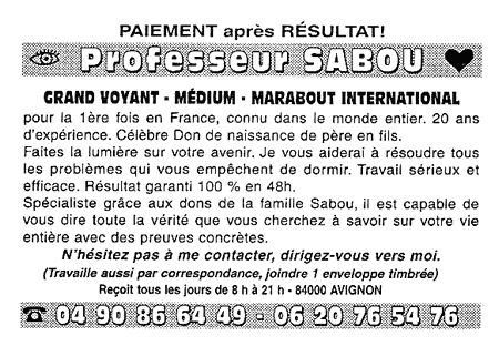 Professeur SABOU, Avignon