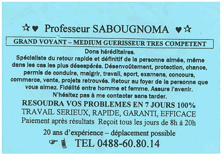 Professeur SABOUGNOMA, Belgique