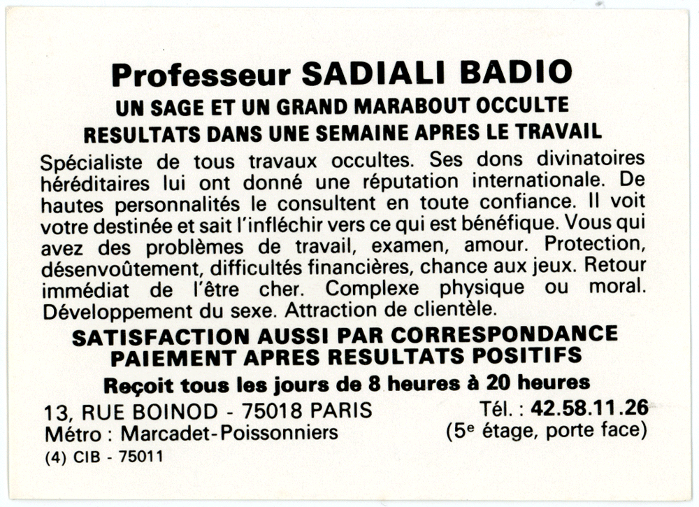 Professeur SADIALI BADIO, Paris