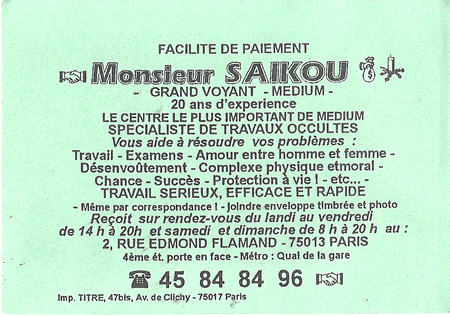 Monsieur SAIKOU, Paris