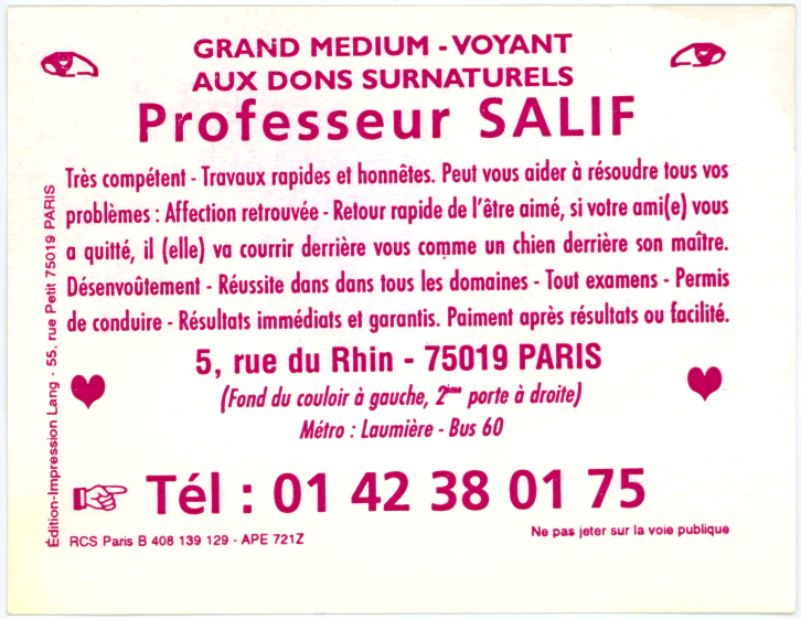 Professeur SALIF, Paris