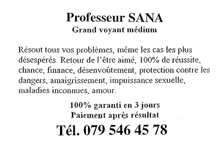 Professeur SANA, Suisse