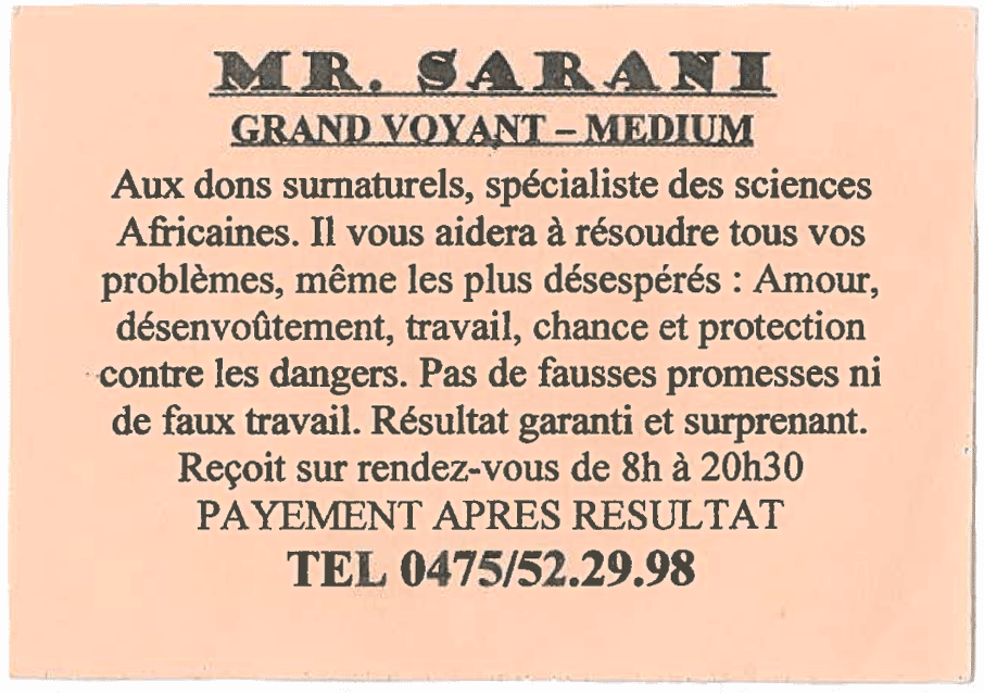 Monsieur SARANI, Belgique