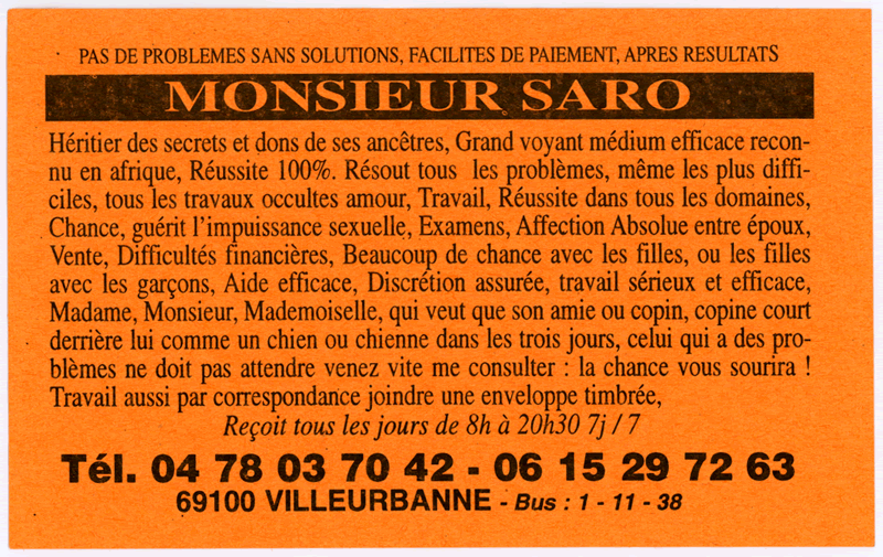 Monsieur SARO, Villeurbanne