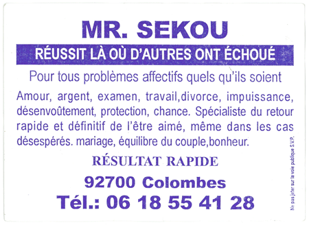 Monsieur SEKOU, Hauts de Seine