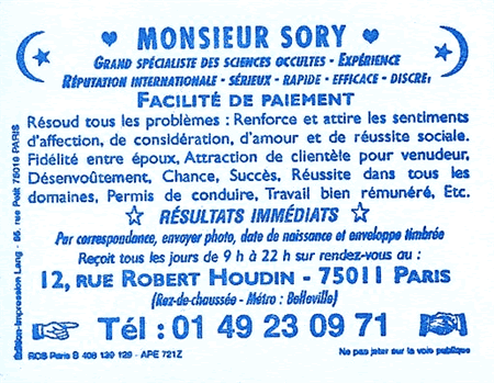 Monsieur SORY, Paris