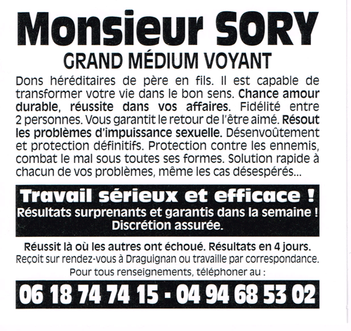 Monsieur SORY, Var