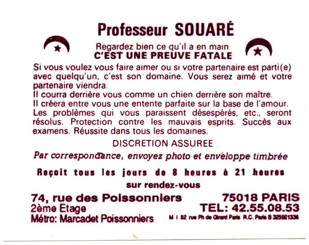 Professeur SOUARÉ, Paris