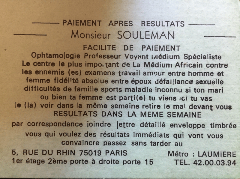 Monsieur SOULEMAN, Paris