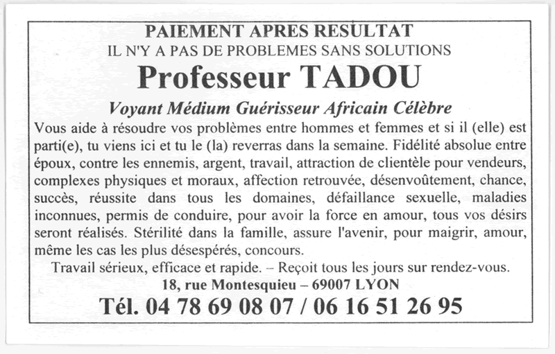 Professeur TADOU, Lyon