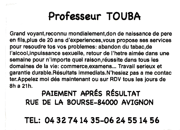 Professeur TOUBA, Avignon