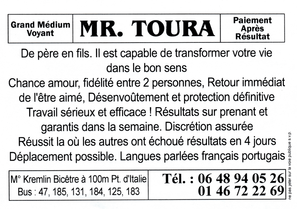 Monsieur TOURA, Val de Marne
