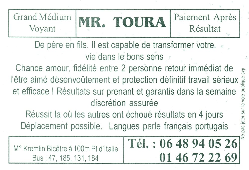 Monsieur TOURA, Val d