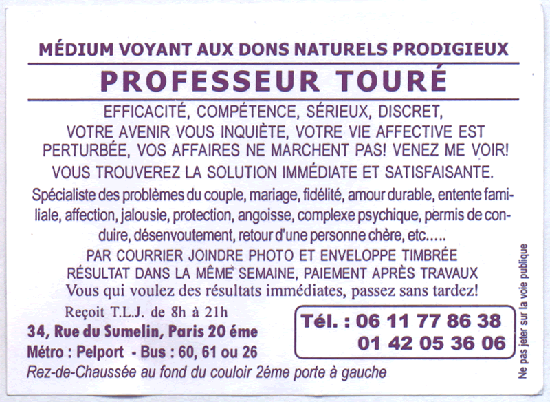 Professeur TOURÉ, Paris