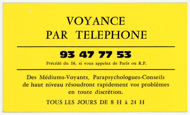  VOYANCE PAR TELEPHONE, (indéterminé)